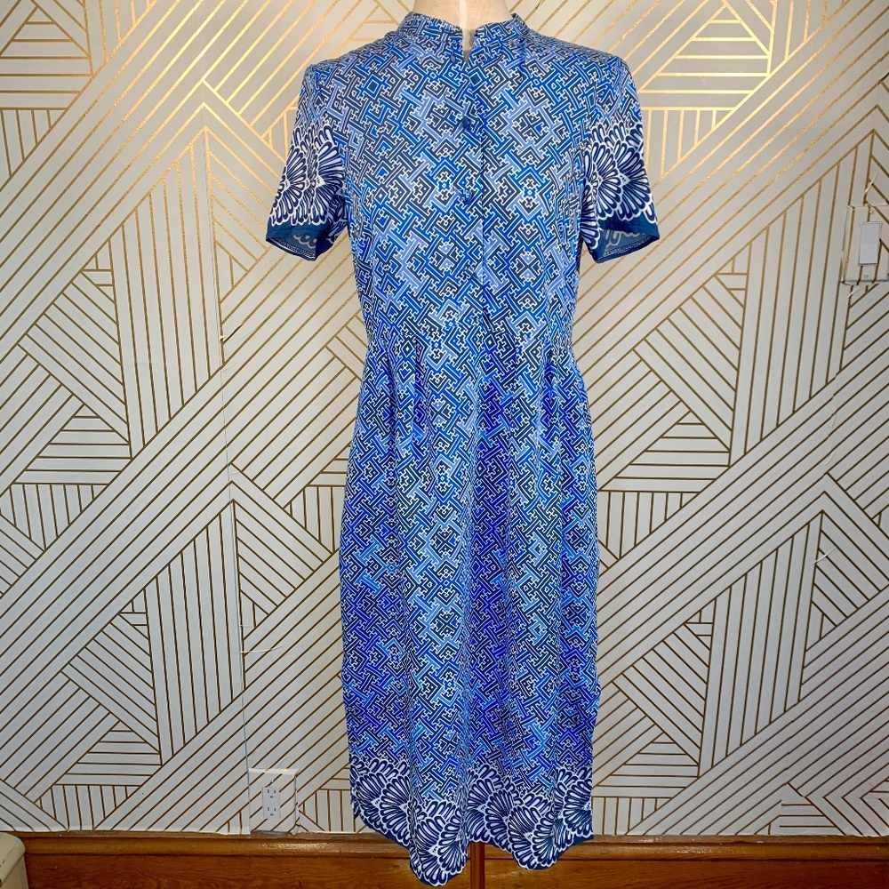 ASOS Africa x ChiChia Blue Geometric Fan Dress